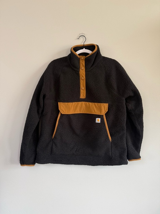Carhartt Tops - Carhartt Black Sherpa Jacket with Brown Trim